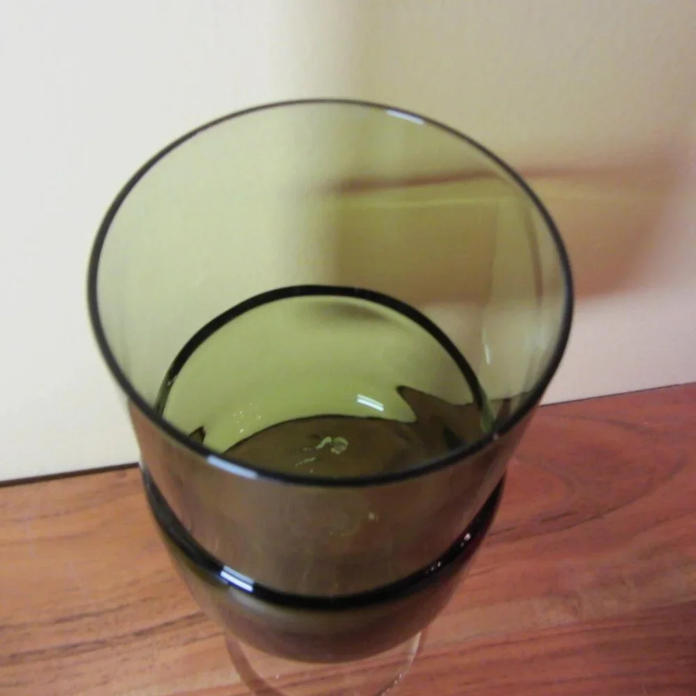 green wine glass goblet double dipped pier 1 MCM style (W3557)